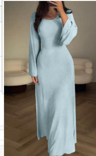 Long Sleeved Slit Dress