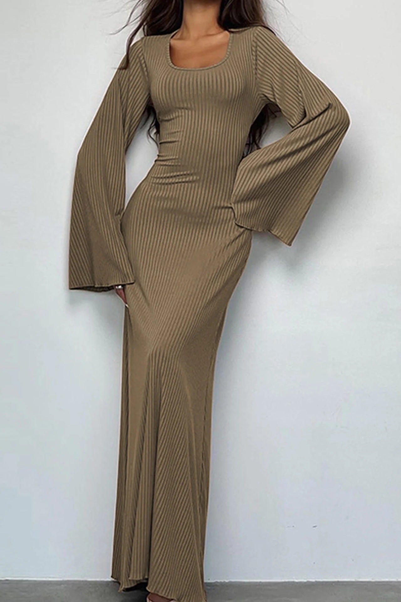 Long Sleeved Slit Dress