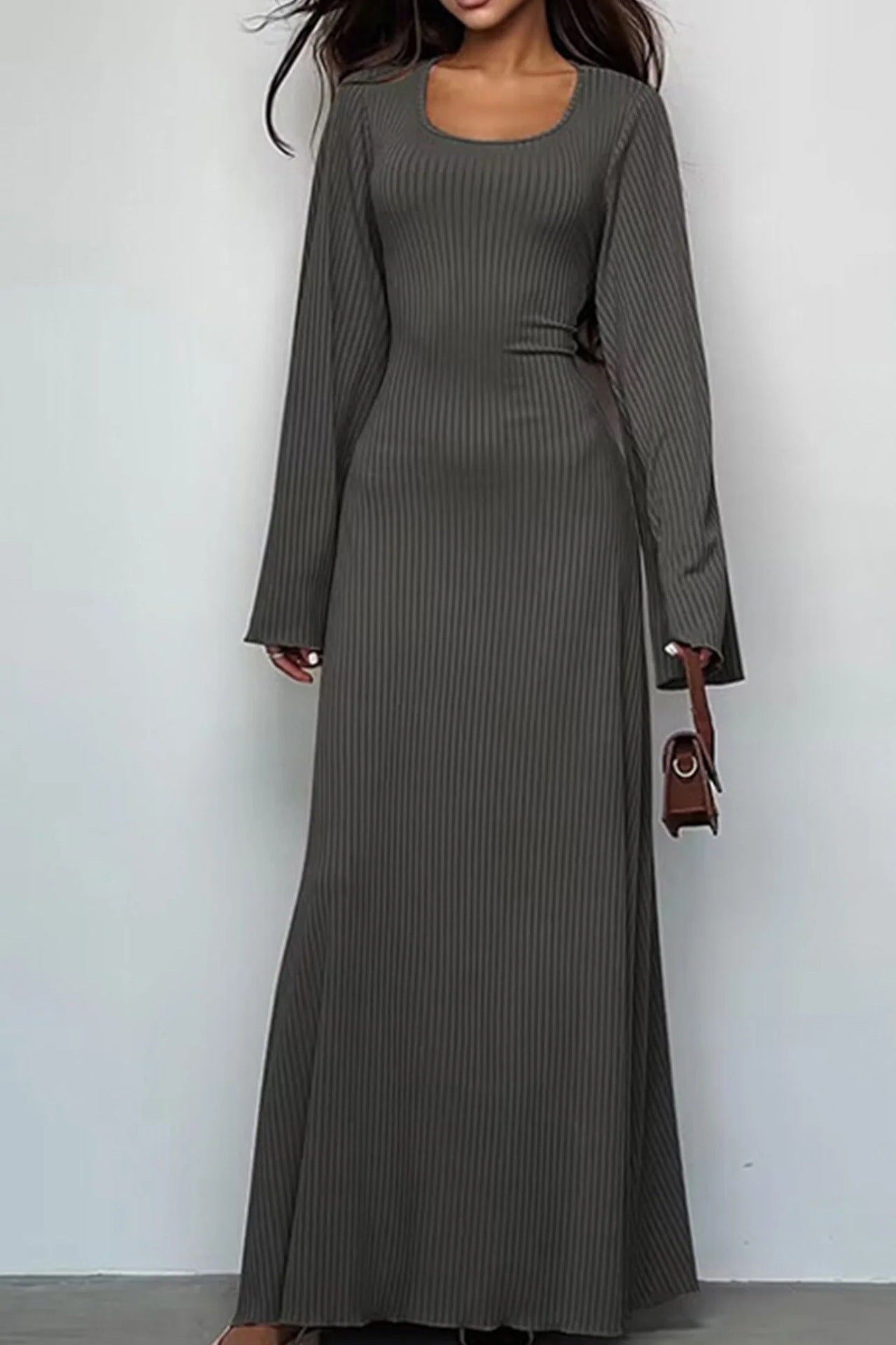 Long Sleeved Slit Dress