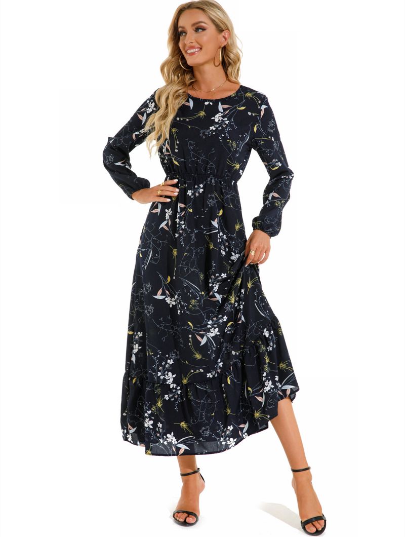 Floral Chiffon Tight Waist Dress