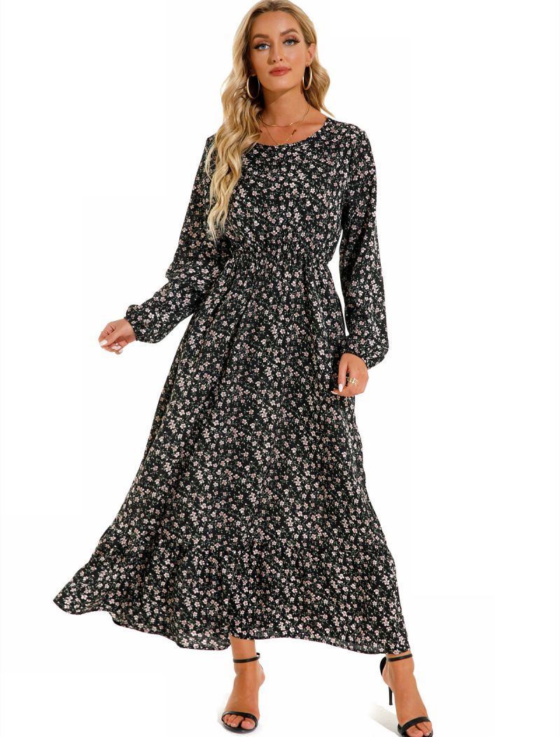 Floral Chiffon Tight Waist Dress