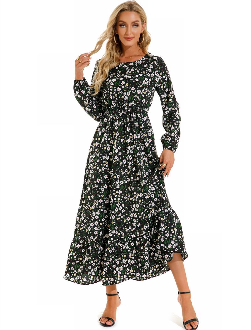 Floral Chiffon Tight Waist Dress