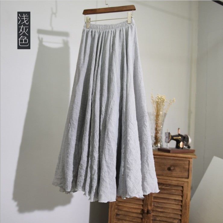 Women's Artistic Large Size Cotton and Linen Skirt