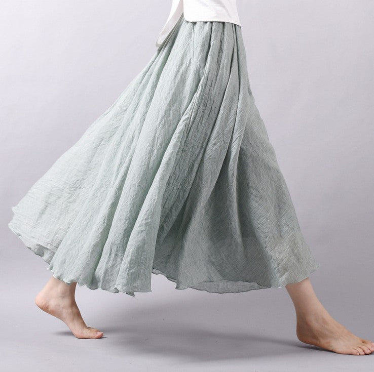 Women's Artistic Large Size Cotton and Linen Skirt