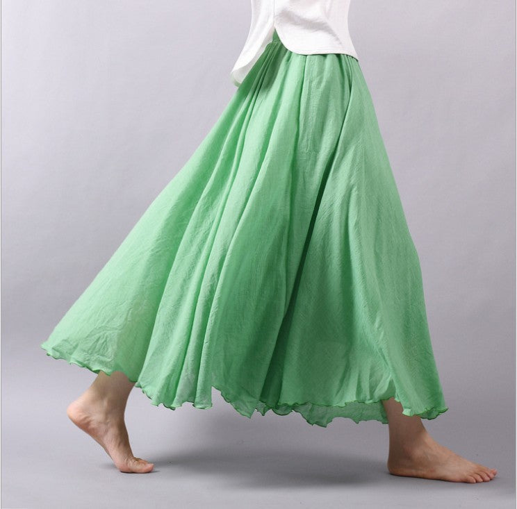Women's Artistic Large Size Cotton and Linen Skirt