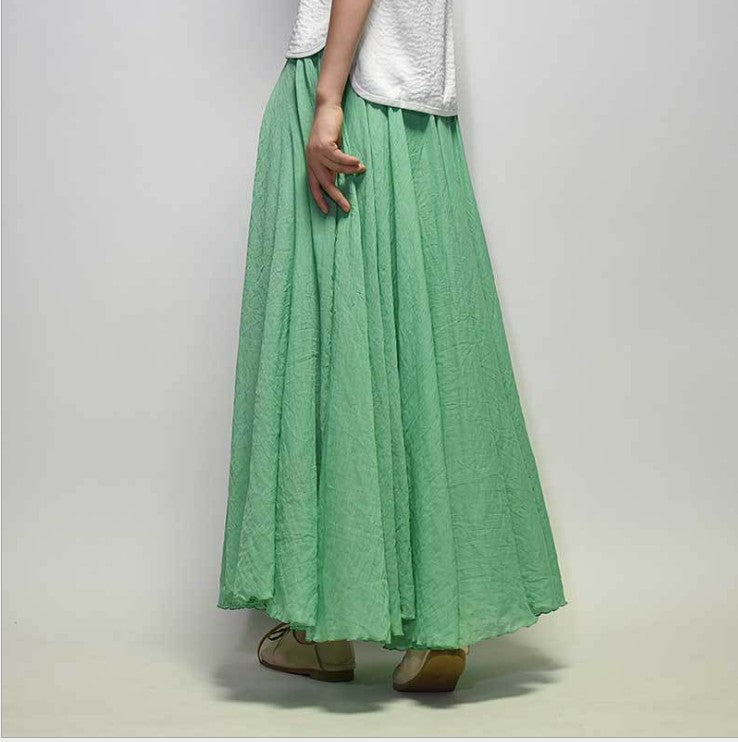 Women's Artistic Large Size Cotton and Linen Skirt