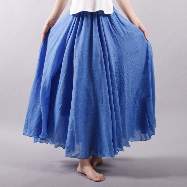 Women's Artistic Large Size Cotton and Linen Skirt