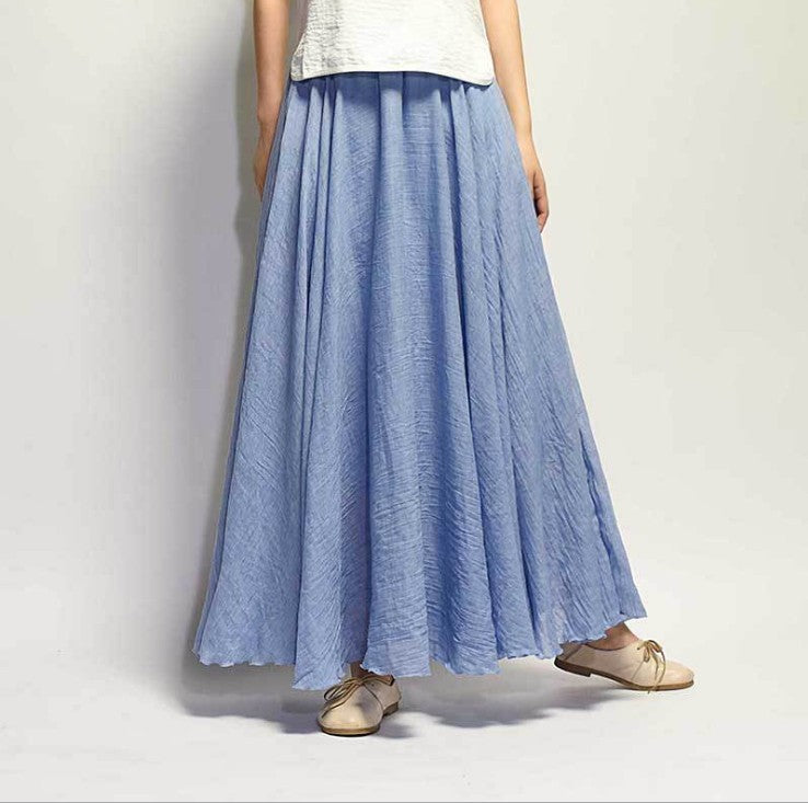 Women's Artistic Large Size Cotton and Linen Skirt