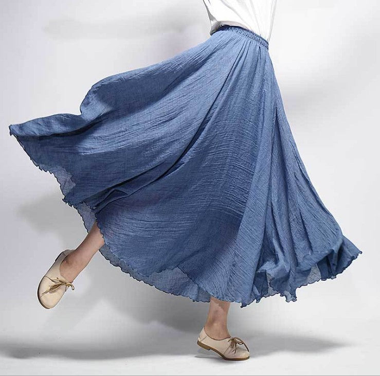 Women's Artistic Large Size Cotton and Linen Skirt