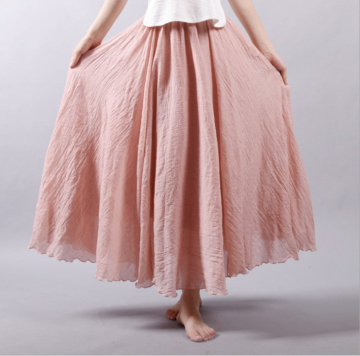 Women's Artistic Large Size Cotton and Linen Skirt