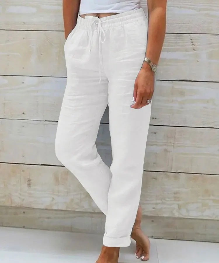 High Waist Cotton Linen Casual Pants