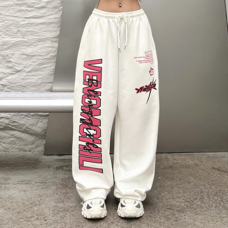hiphop Loose-print Wide-leg Trousers
