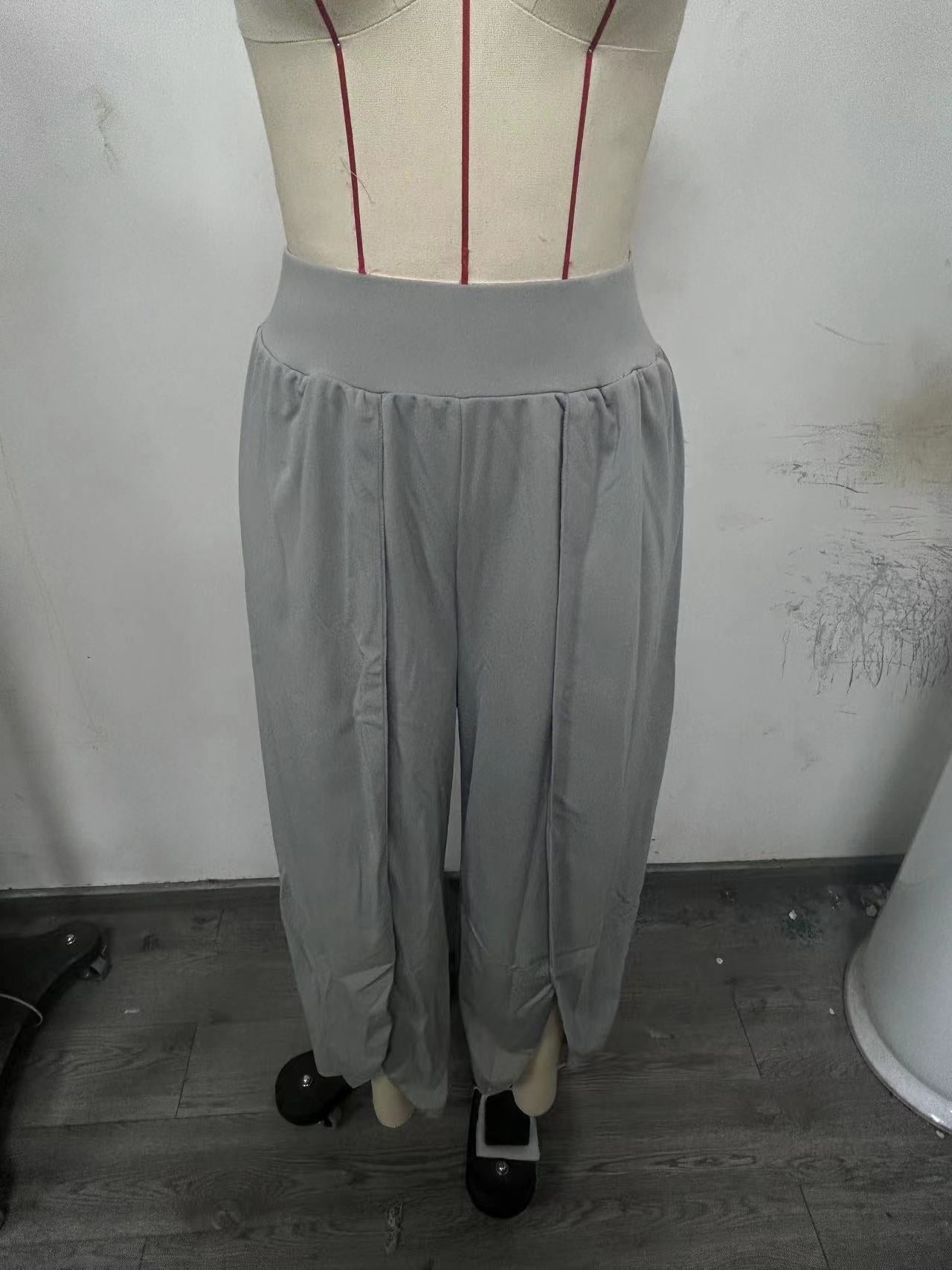 Split Casual Solid Color Trousers
