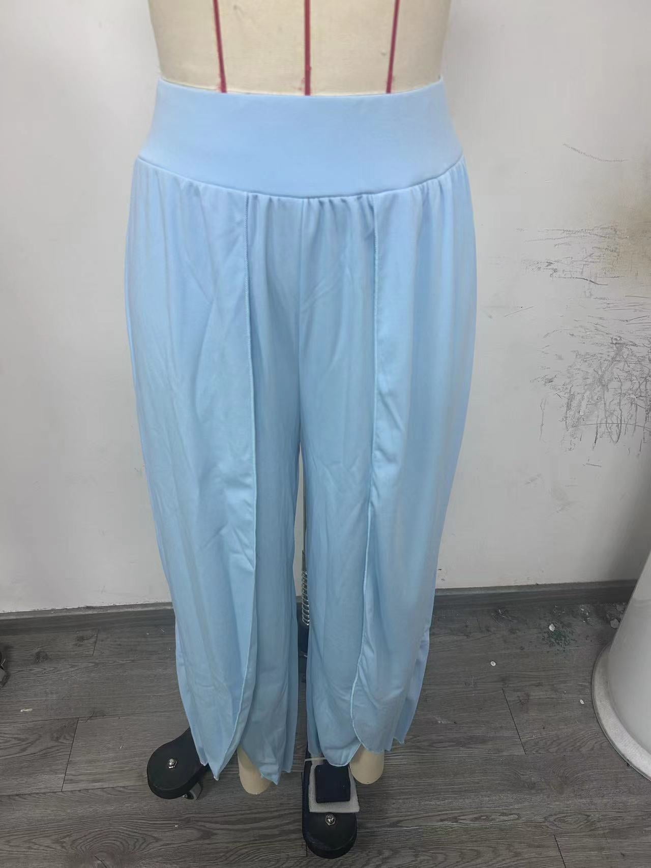 Split Casual Solid Color Trousers