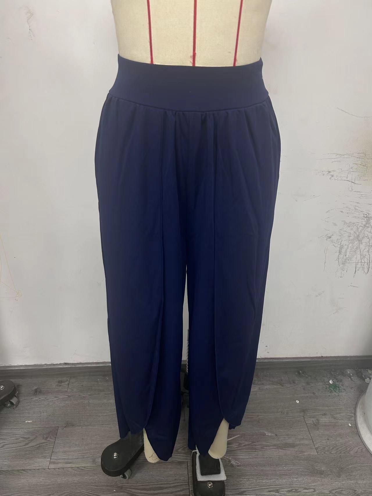Split Casual Solid Color Trousers