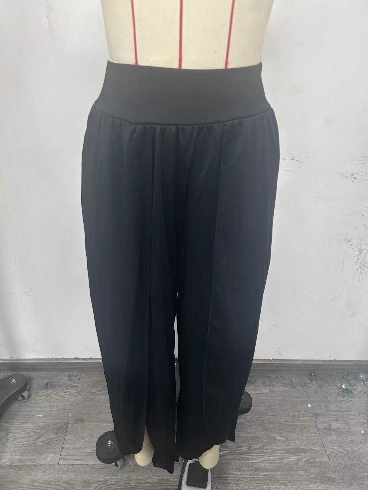 Split Casual Solid Color Trousers
