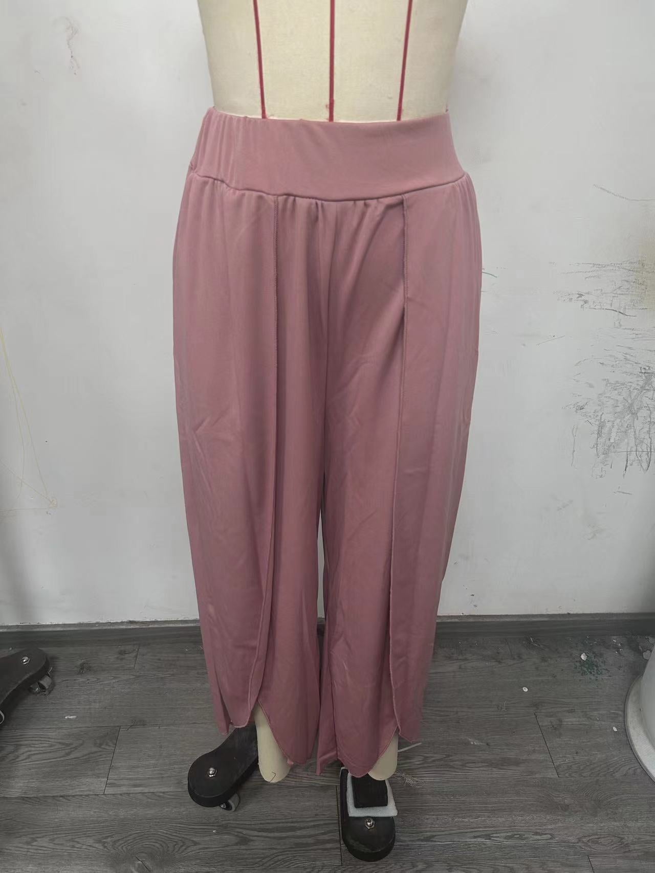 Split Casual Solid Color Trousers
