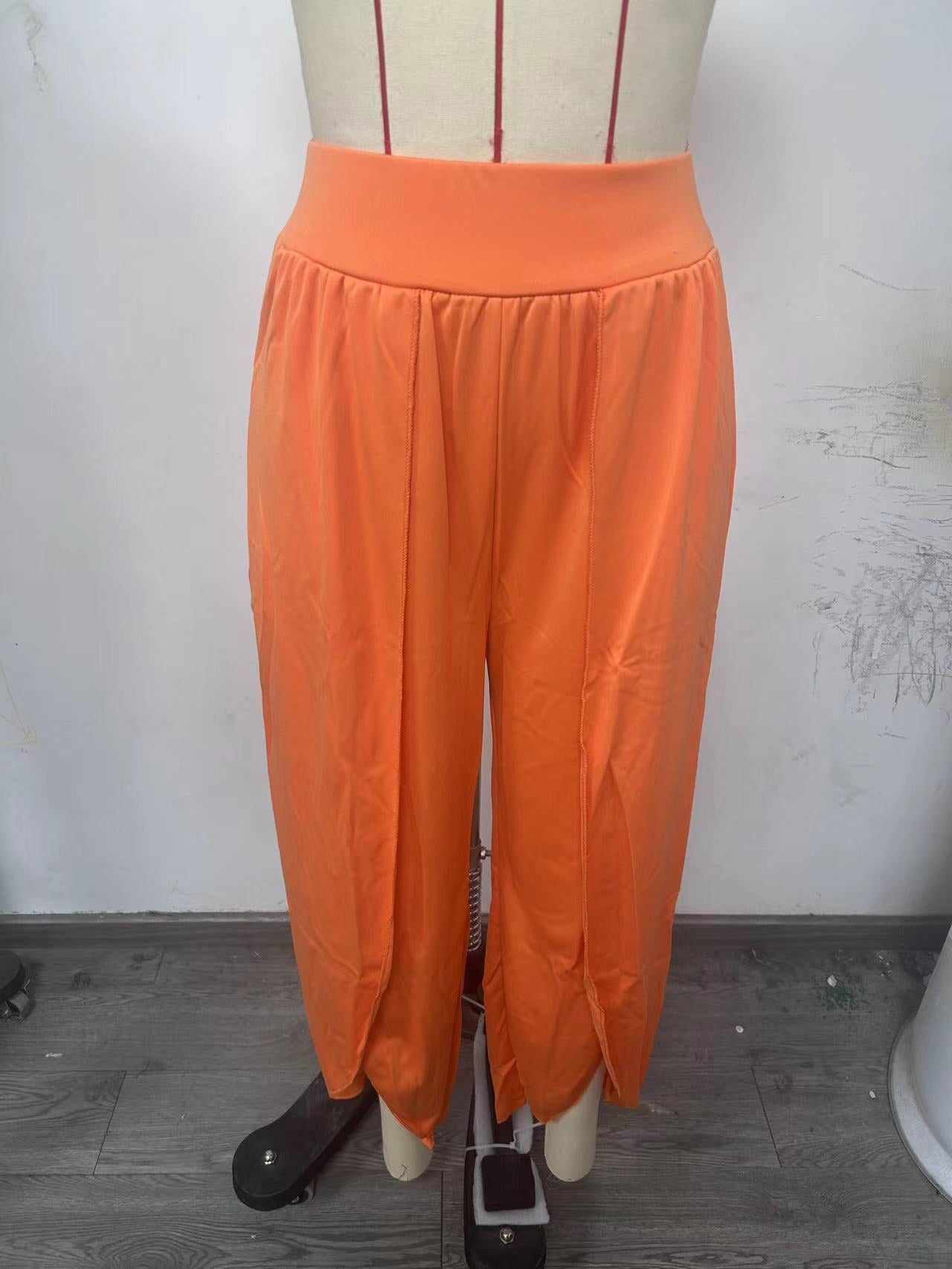 Split Casual Solid Color Trousers