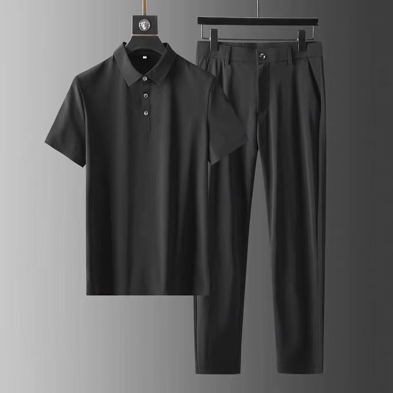 High-elastic ice Silk Short-sleeved Two-piece Set