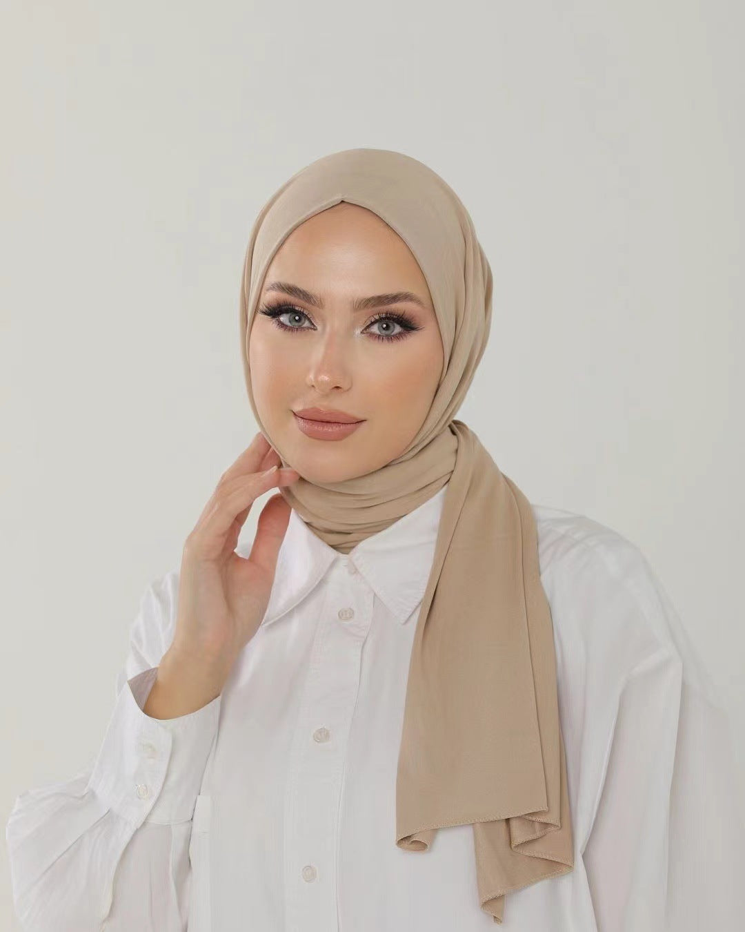 jersey solid color mercerized cotton scarf women