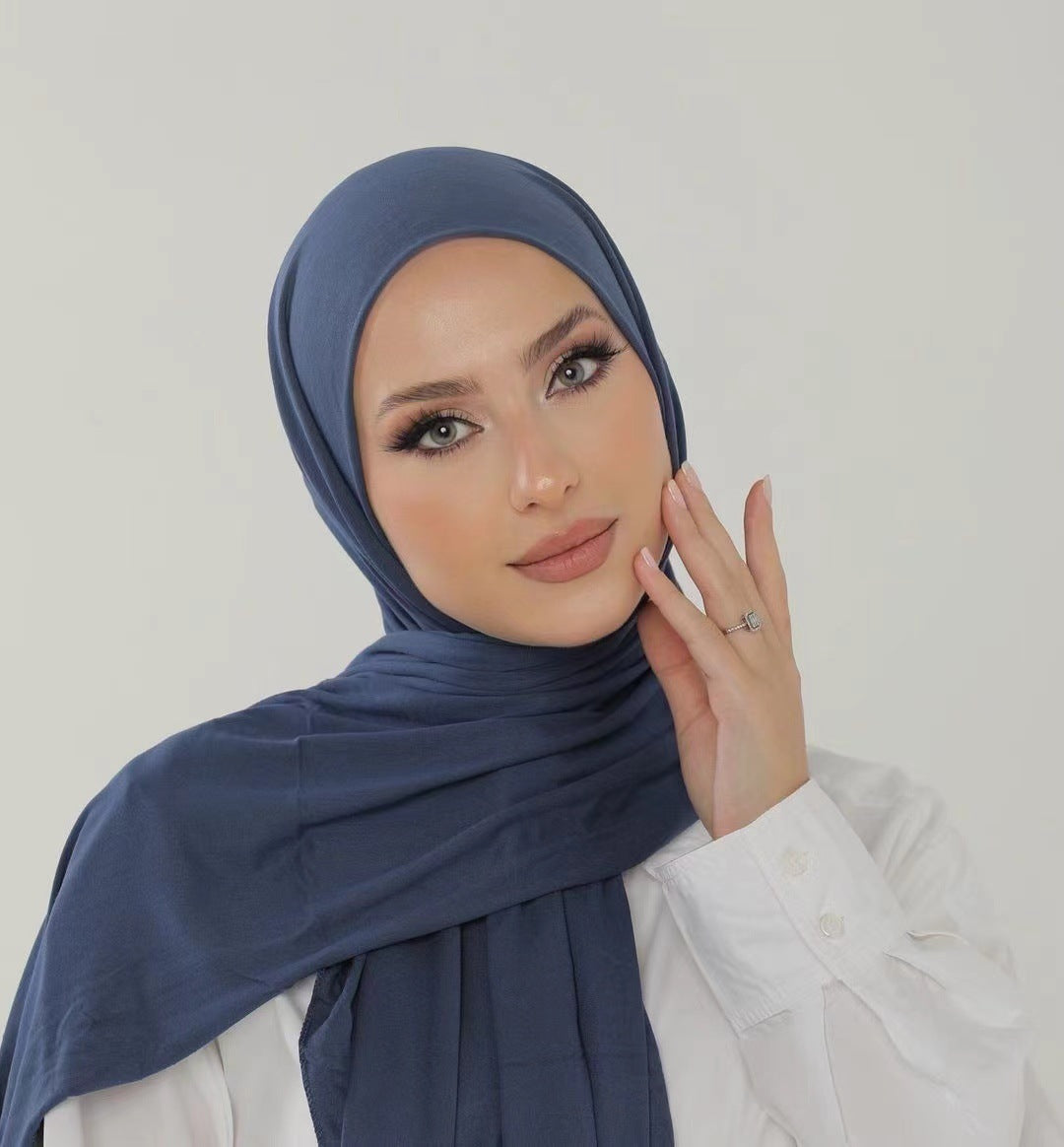 jersey solid color mercerized cotton scarf women