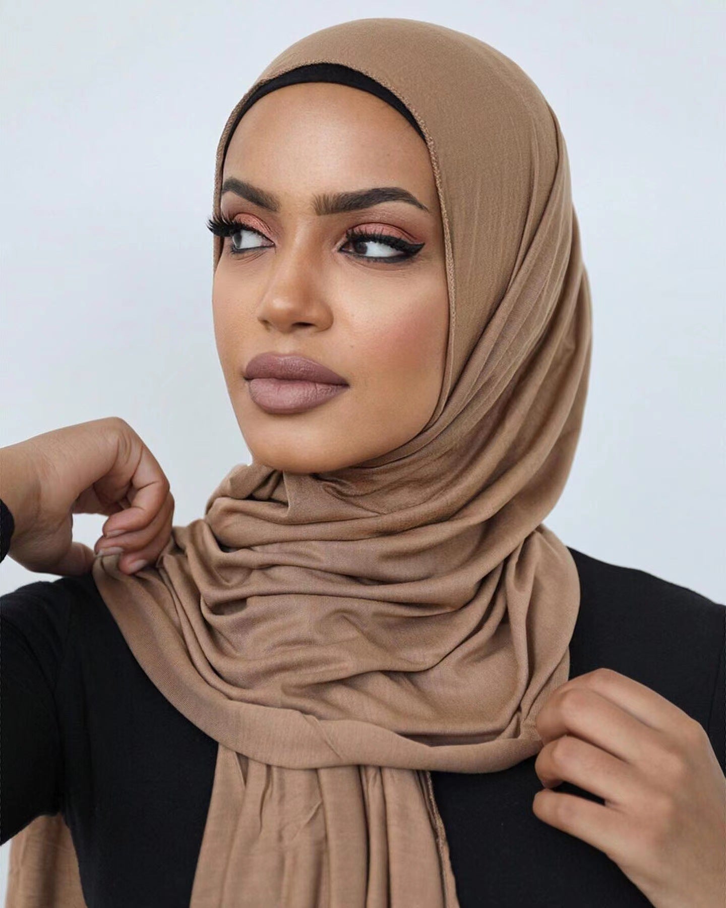 jersey solid color mercerized cotton scarf women