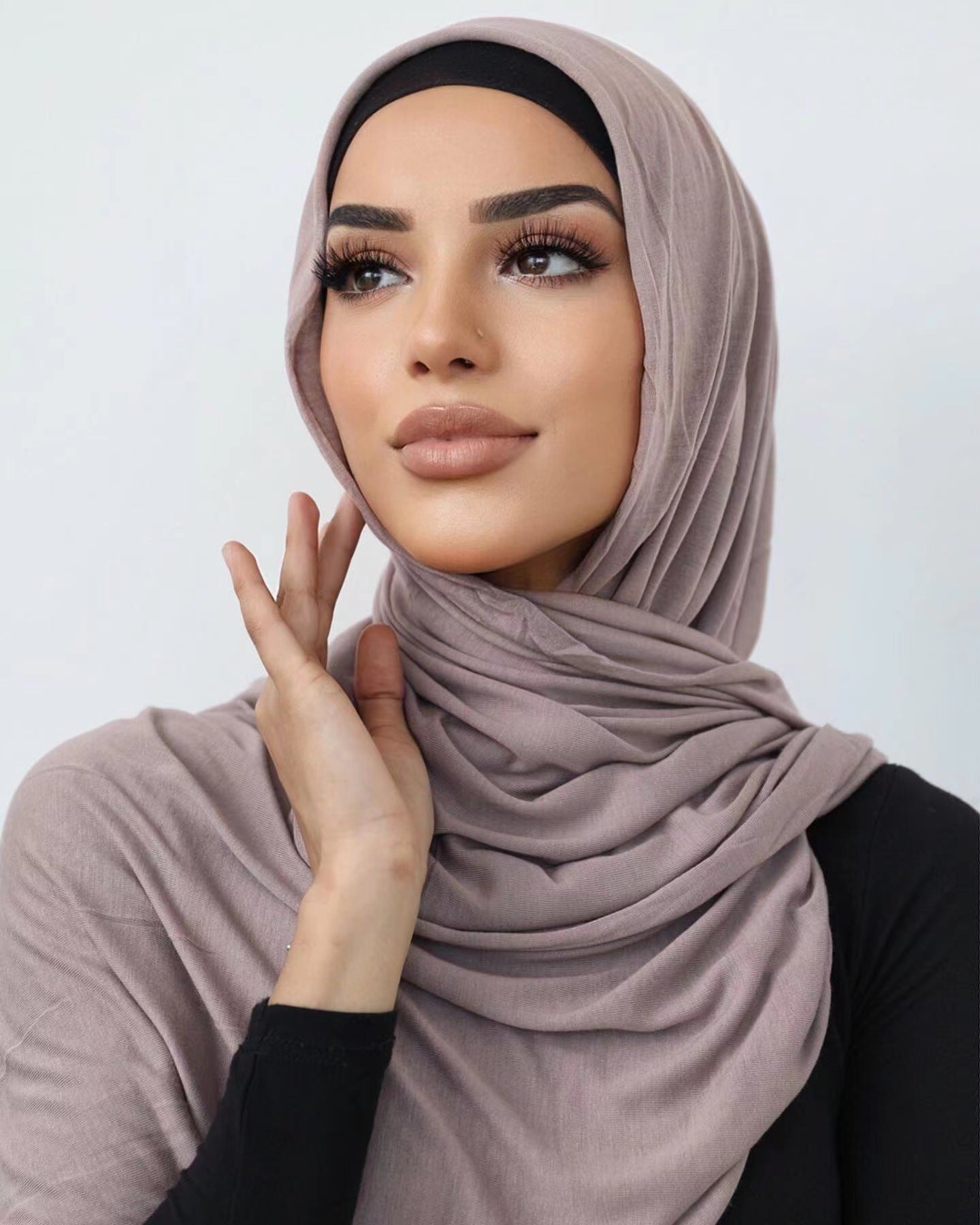 jersey solid color mercerized cotton scarf women