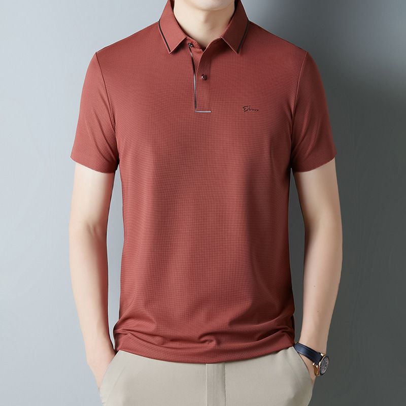 Letter Print Non-Iron Fit Lapel Short Sleeve