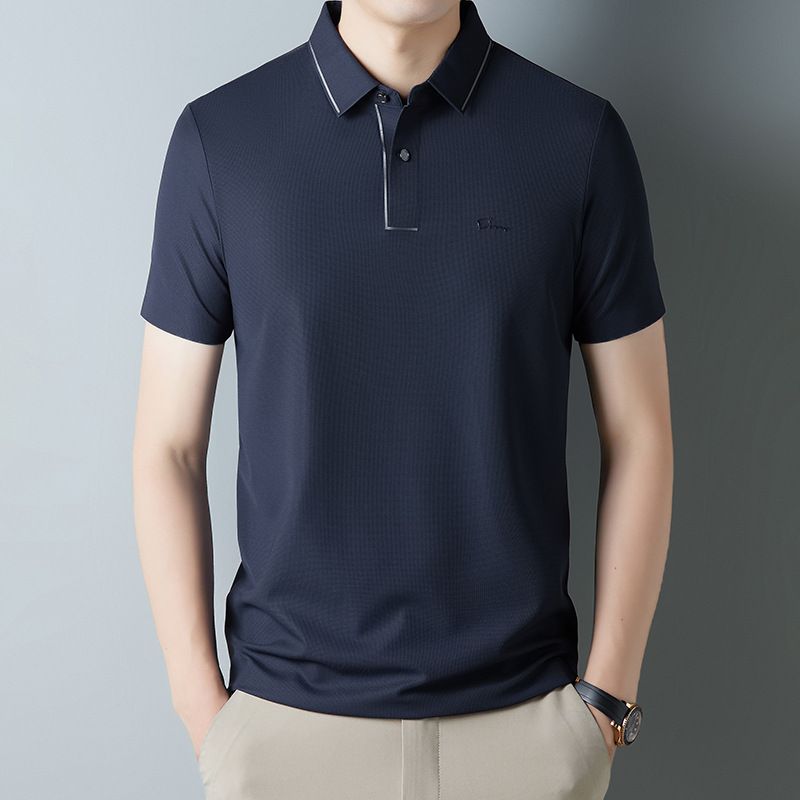 Letter Print Non-Iron Fit Lapel Short Sleeve