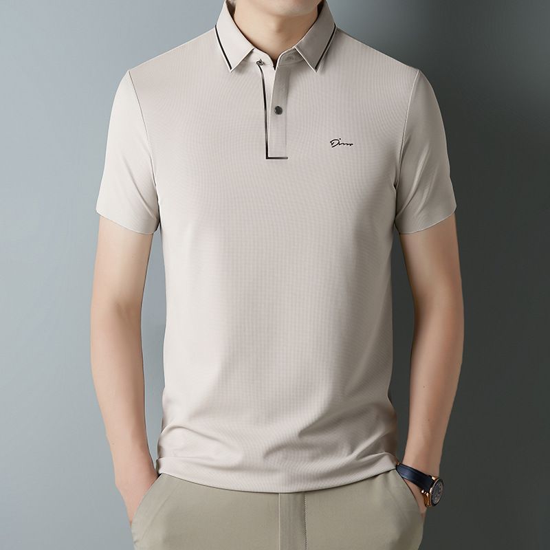 Letter Print Non-Iron Fit Lapel Short Sleeve