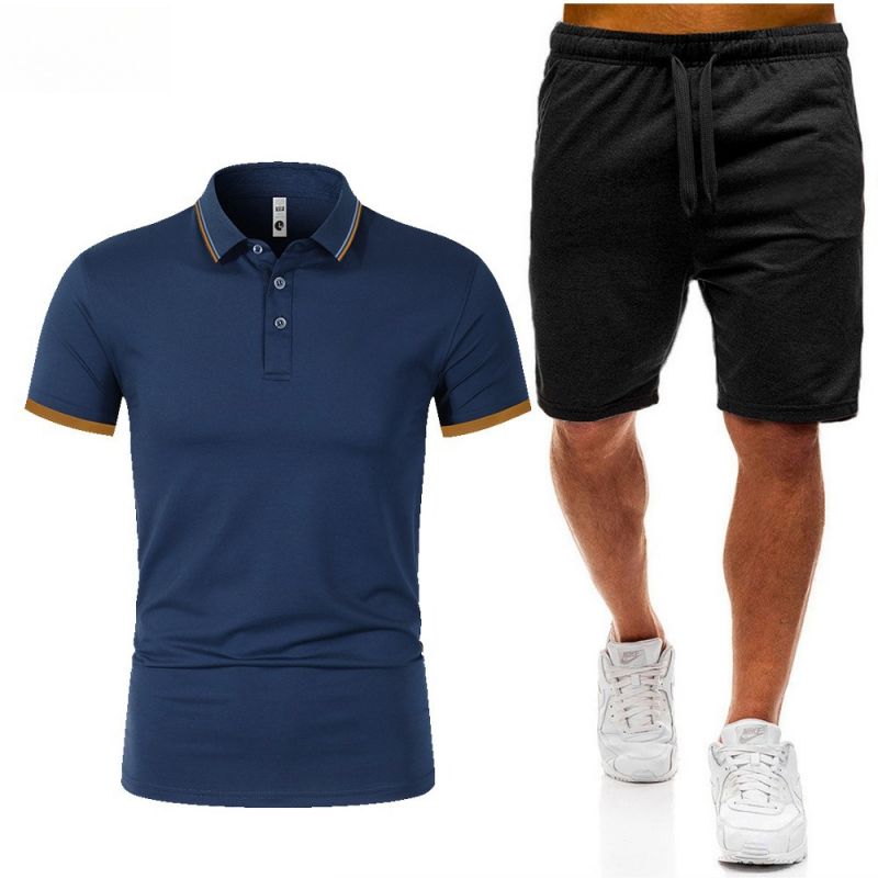 Summer Men's Short Sleeve Shorts Suit