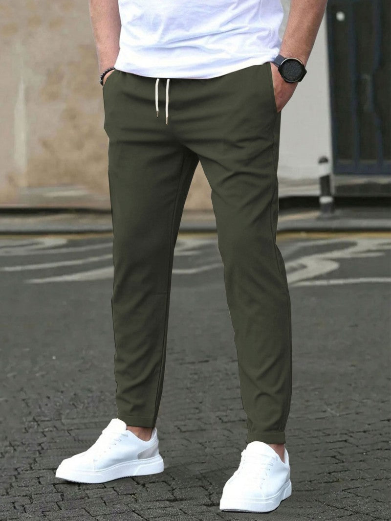 Solid Color Casual Pocket Pants