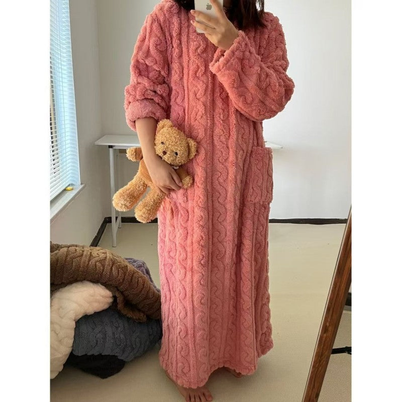 Long Coral Fleece Nightgown