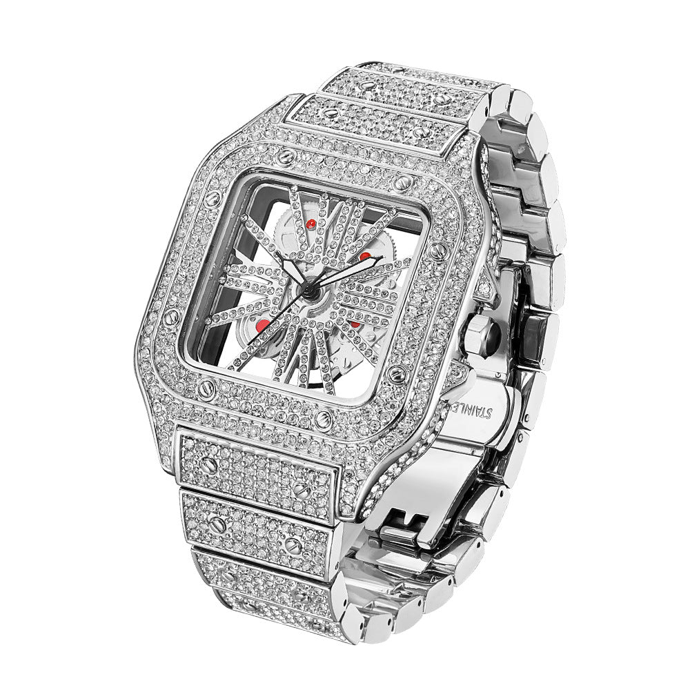Hollow Full Diamond Quartz Watch
