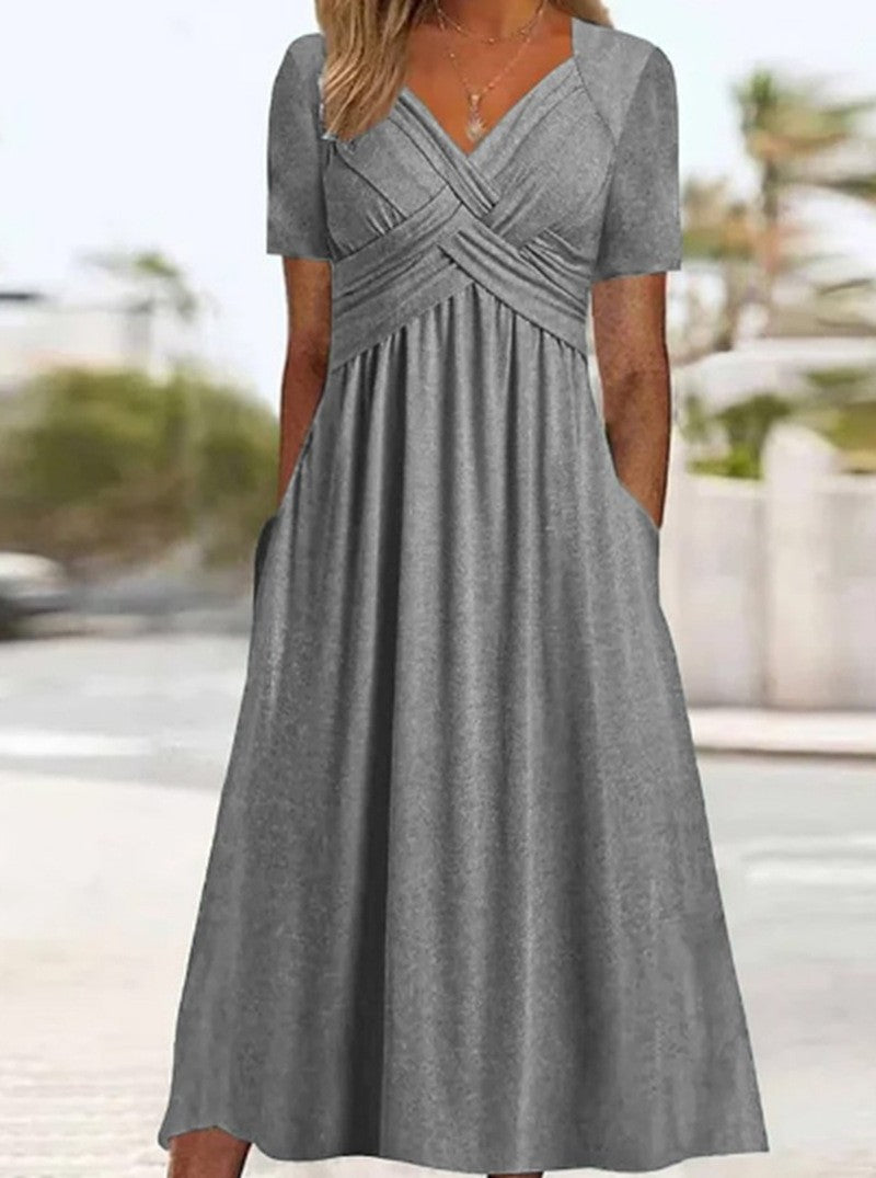 V-Neck Short-Sleeve Dress