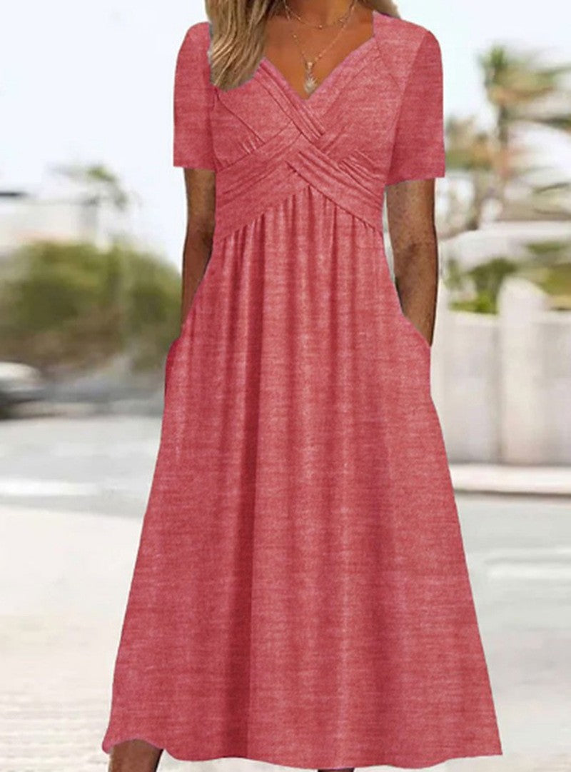 V-Neck Short-Sleeve Dress