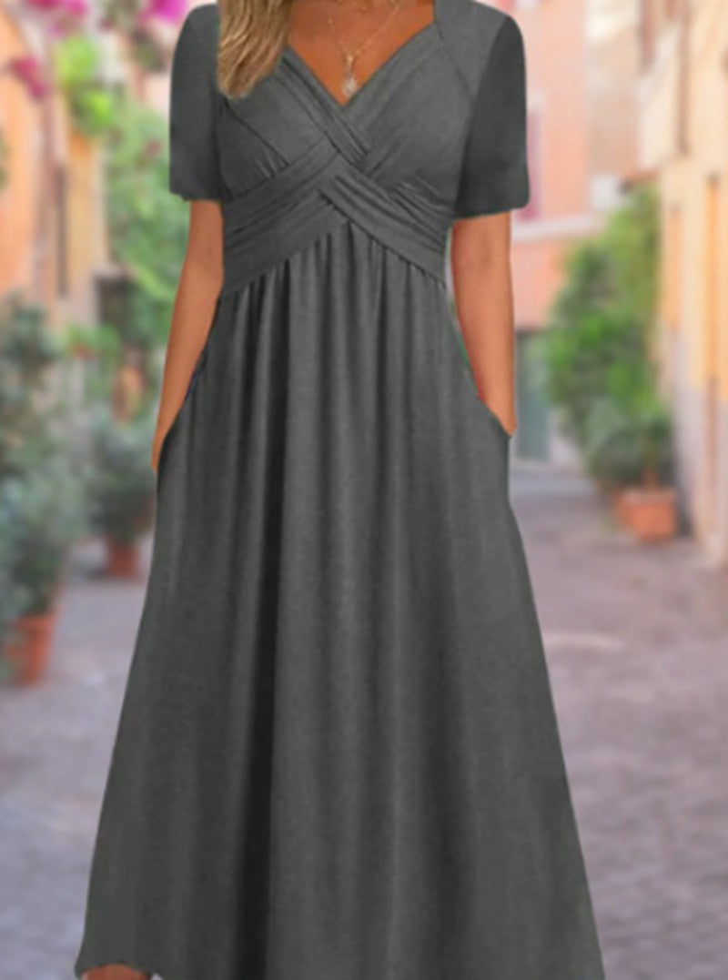 V-Neck Short-Sleeve Dress