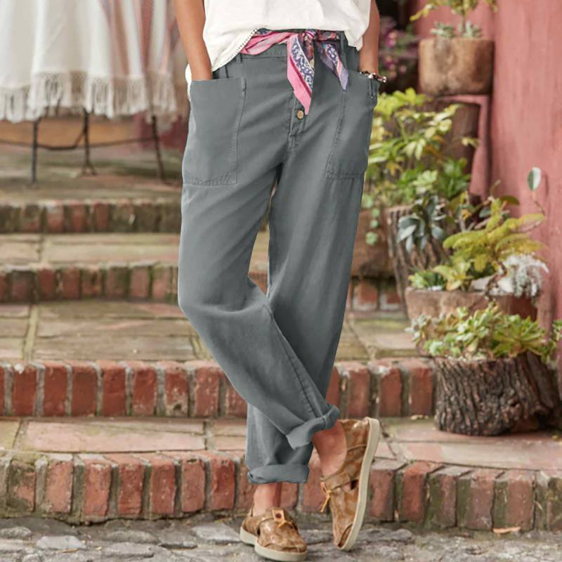 Buckle Loose Casual Pants