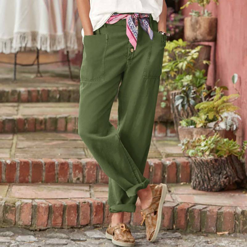 Buckle Loose Casual Pants