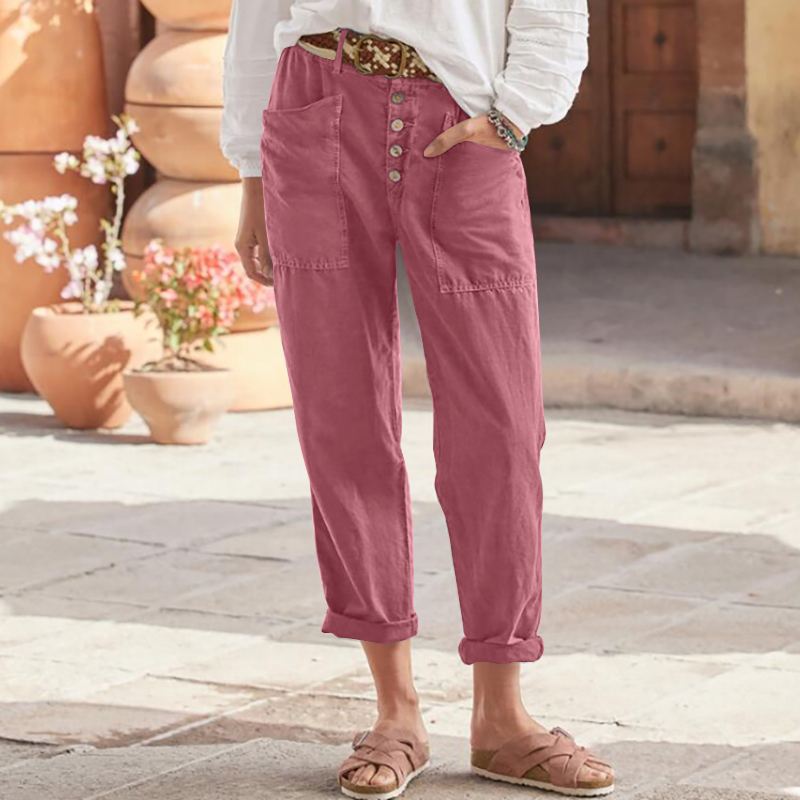 Buckle Loose Casual Pants