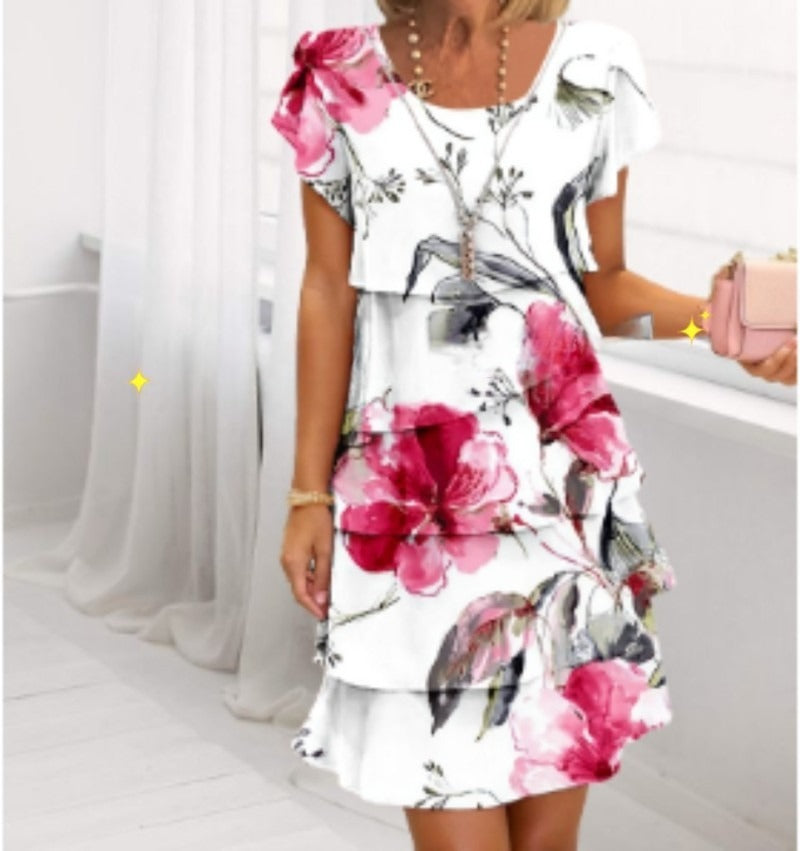 Round Neck Printed Dress
