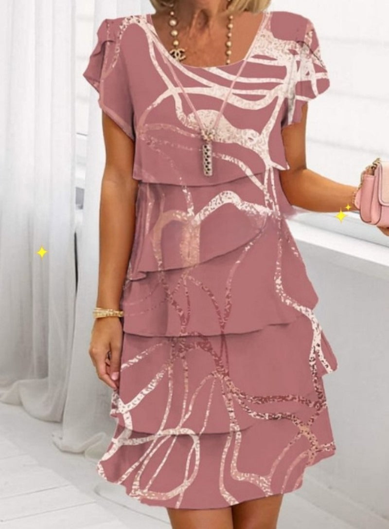 Round Neck Printed Dress