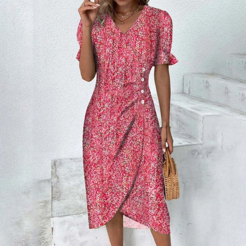 Floral Print Dress With Short Sleeves