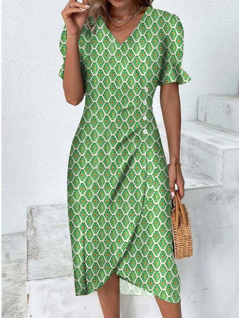 Floral Print Dress With Short Sleeves