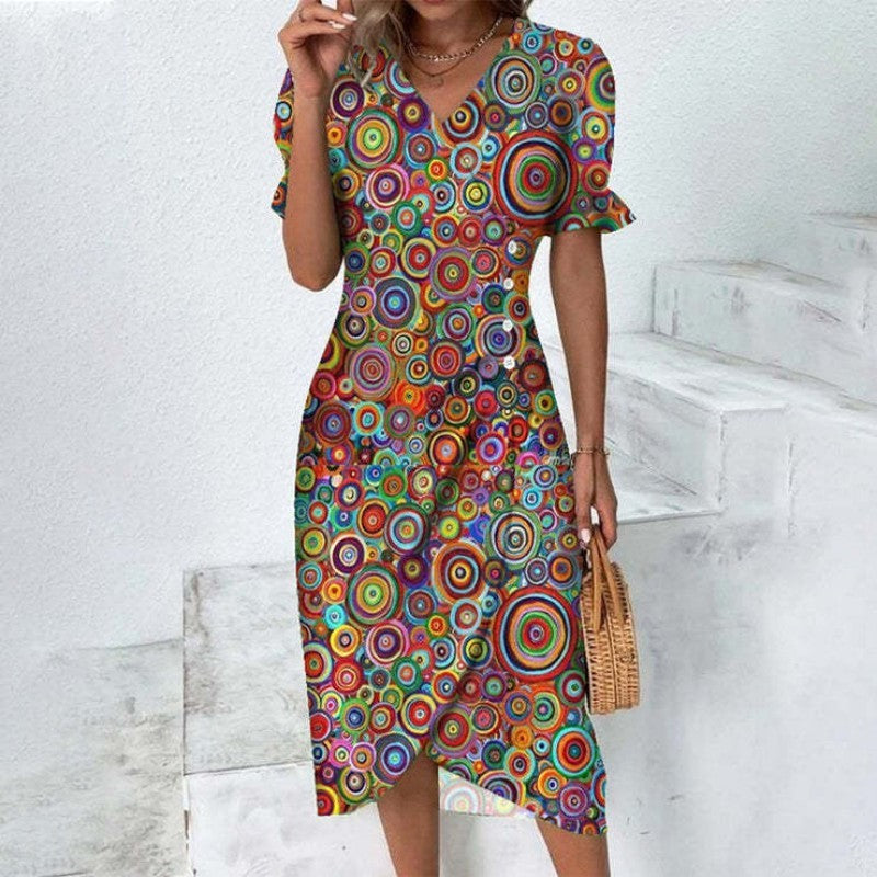 Floral Print Dress With Short Sleeves