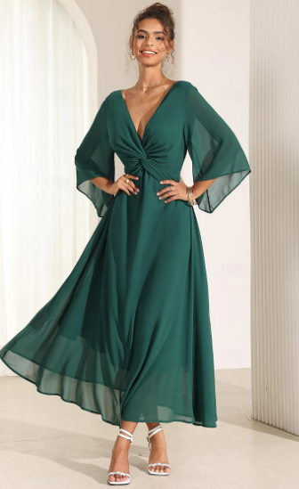 Horn Sleeve Extra Long Dress
