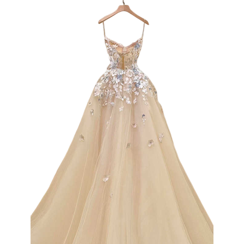 Pale Gold Lady Evening Gown