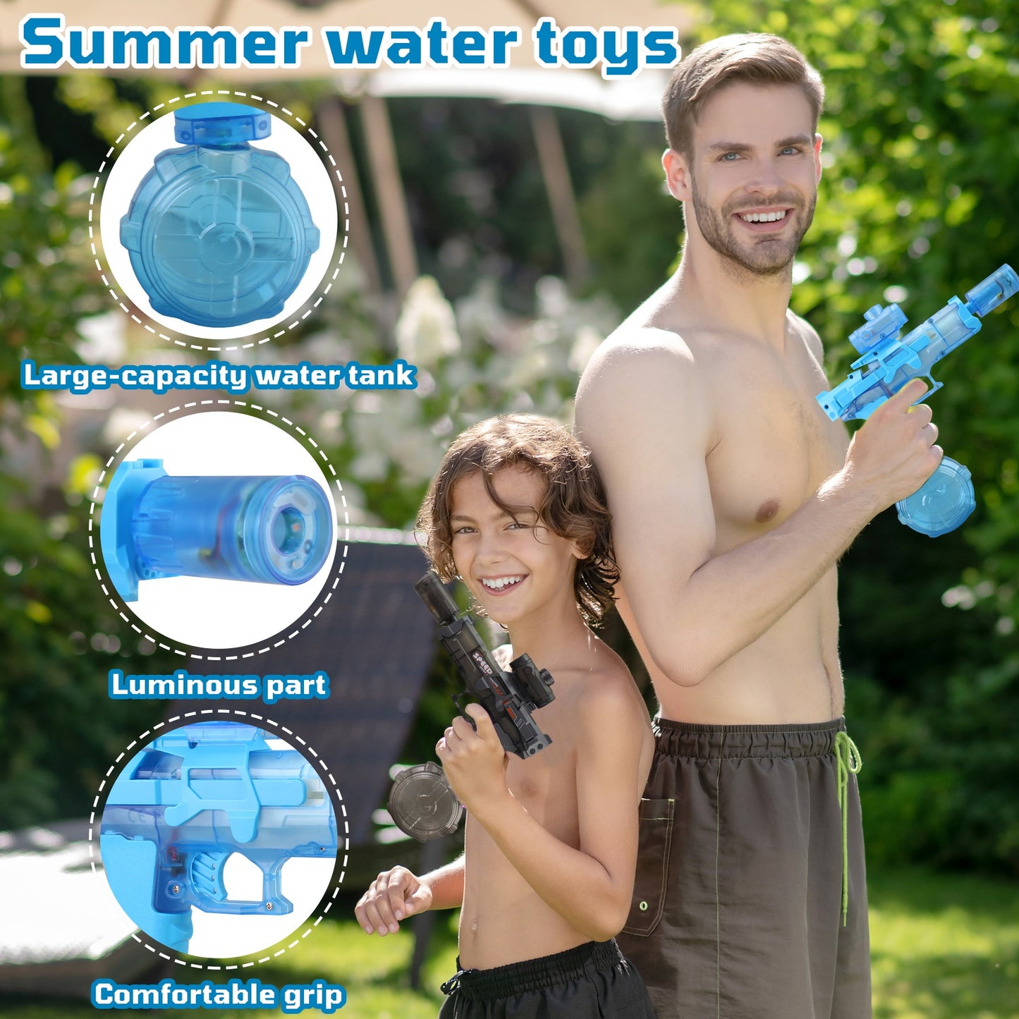 Electric Water Gun With LED Light, Power Water Jet Pistol , Outdoor Games For Kids, Suitable For Summer, Outdoor, Party, Birthday Present, Swimming Pool
