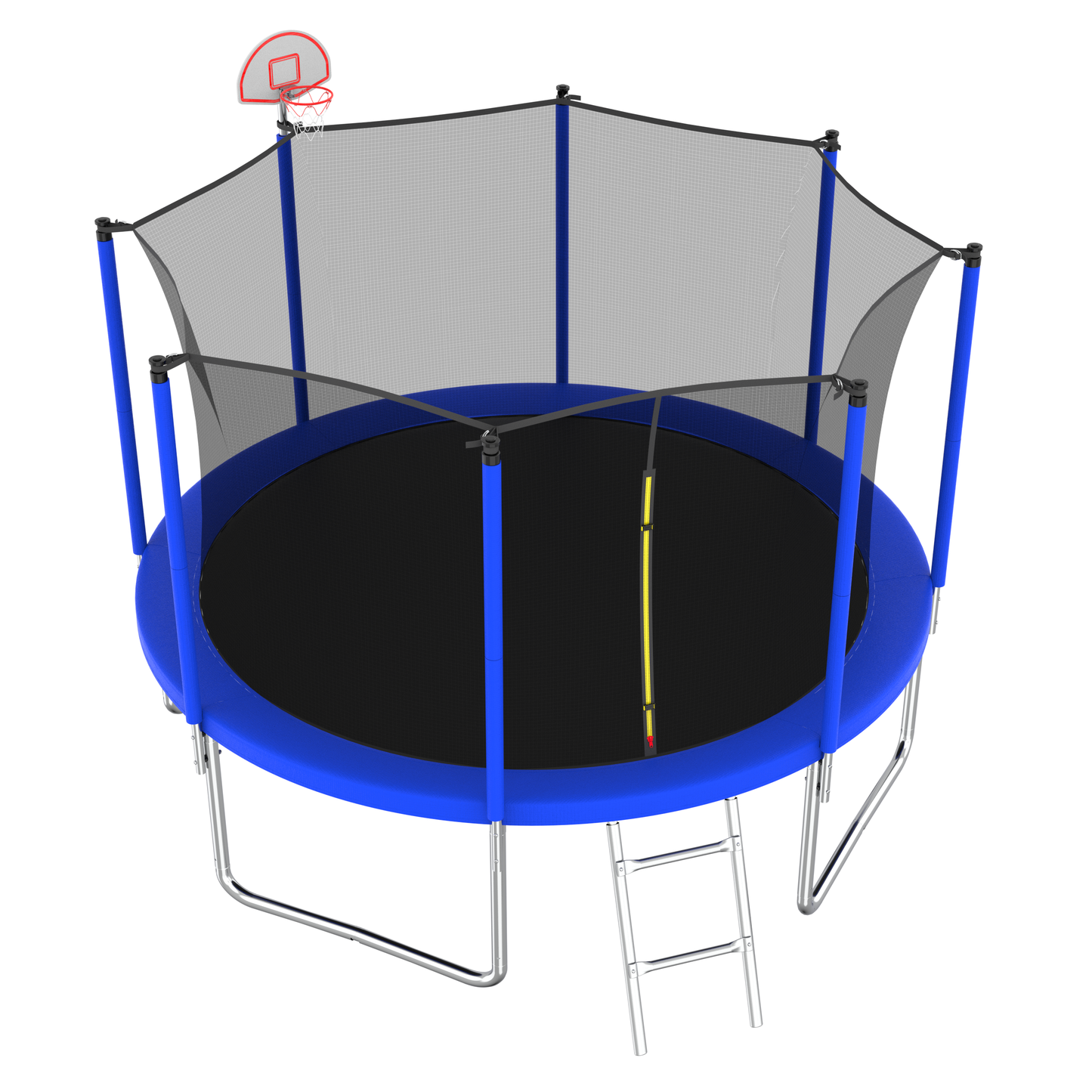 12FT Trampoline For Kids & Adults With Basketball Hoop And Ball ,Recreational Trampolines With Safety Enclosure For Back Yard Outdoor