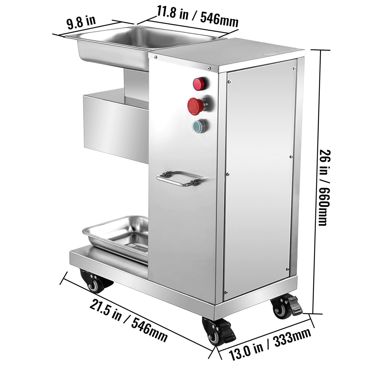 110V Commercial Meat Cutter Machine 1100LB/H Electric Meat Cutting Machine 750W Commercial Meat Slicer 3mm Blade Restaurant Food Slicer Stainless Steel For Kitchen Restaurant Supermarket